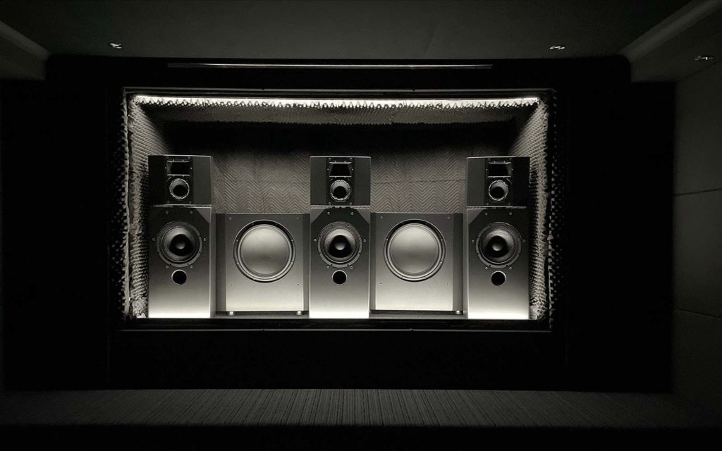 Alcons behind the screen in Final Link Home Cinema demo room Australia
